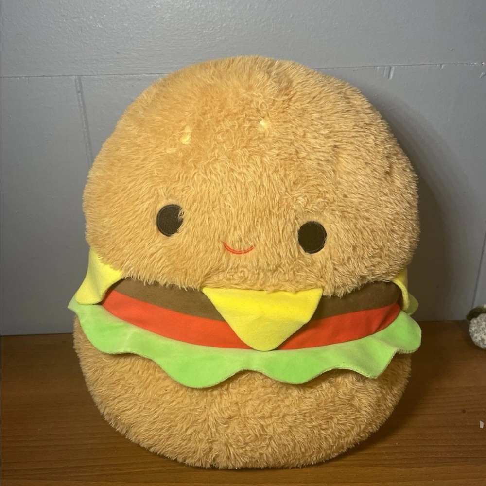 Squishmallows CARL The CHEESEBURGER 12" Fuzzamallow Plush Cheeseburger Preowned